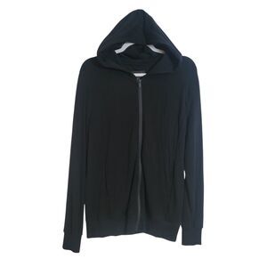 Unbound Merino Travel Hoodie Sweatshirt Full Zip Wool Black Men's Size Medium M